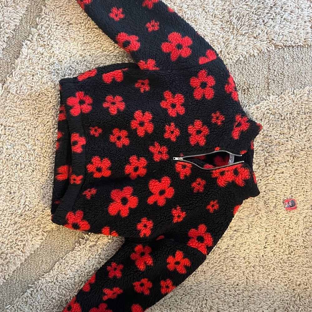 Floral Kids Sweater - Black and Red